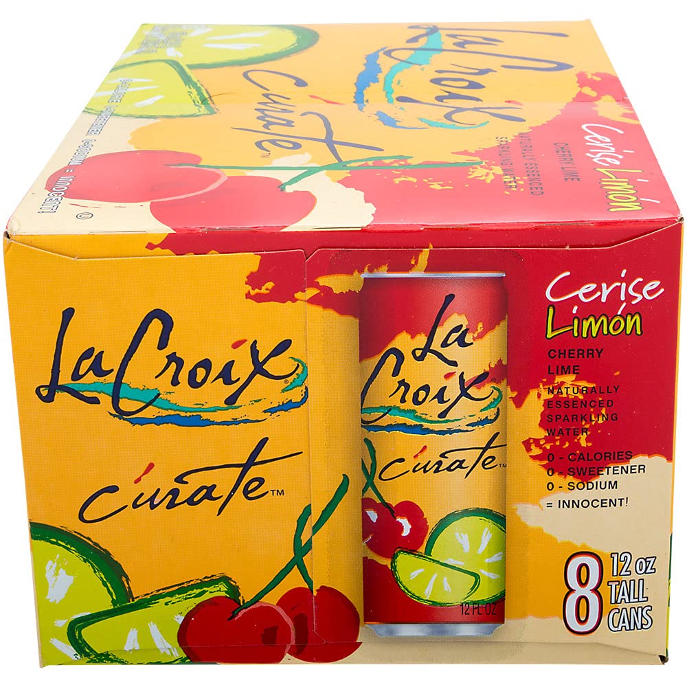 LaCroix Cúrate Cerise Limon Sparkling Water, Cherry Lime, Slim